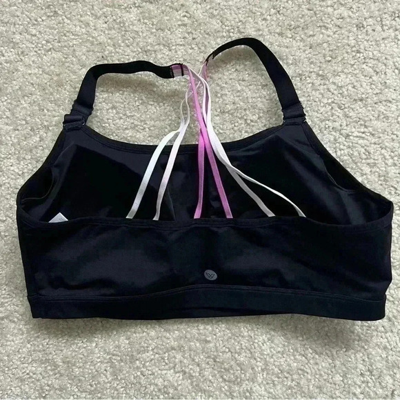 Livi Active Lane Bryant Bra Sz 18 40 D Pink Strap Back Black Low Impact Wireless - Picture 2 of 12